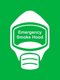 Emergency Escape Smoke Hood Mask Sign, © Egress Group 15