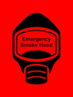 Emergency Escape Smoke Hood Mask Sign, © Egress Group 17